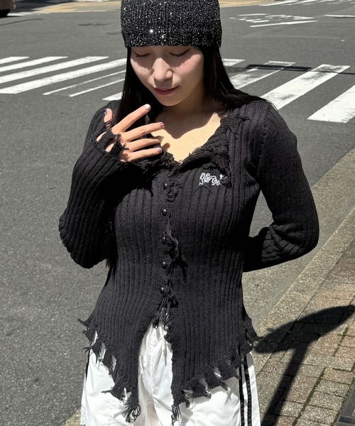 madrepadre（マドレパドレ）の「フリンジニットカーディガン（カーディガン/ボレロ・レディース・ホワイト/ブラウン/グレー/ブラック/ベージュ・FREE）」の7枚目の写真