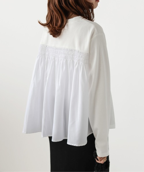 La-gemme(ラジェム)の「バックコンシャスプルオーバー(Tシャツ/カットソー・レディース・グレー/ブラック/ホワイト・フリー)」の1枚目の写真