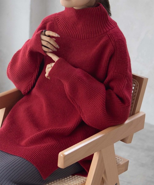 HusHusH（ハッシュアッシュ）の「HusHusH ハイネックニットプルオーバー（ニット/セーター・レディース・ネイビー/レッド/グレー・M/L）」の17枚目の写真