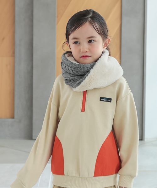 ○ザックリ編んだ グレー＆ホワイト ネックウォーマー○n2-133 AMBIDEX Store 〇WAAN JACQUARD ハーフジップブルゾン(F GRAY