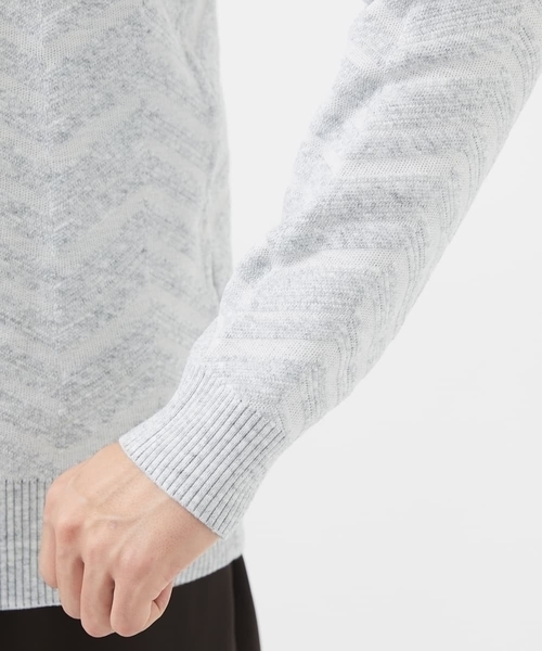 MK MICHEL KLEIN HOMME (エムケーミッシェルクランオム)の「【残りわずか/在庫限り/洗える】ジャガードニット / へリンボンジャガード(ニット/セーター・メンズ・オレンジ/ライトグレー/ネイビー・48/51/46)」の8枚目の写真