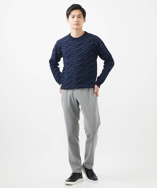 MK MICHEL KLEIN HOMME (エムケーミッシェルクランオム)の「【残りわずか/在庫限り/洗える】ジャガードニット / へリンボンジャガード(ニット/セーター・メンズ・オレンジ/ライトグレー/ネイビー・48/51/46)」の17枚目の写真
