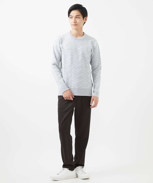 MK MICHEL KLEIN HOMME (エムケーミッシェルクランオム)の「【残りわずか/在庫限り/洗える】ジャガードニット / へリンボンジャガード(ニット/セーター・メンズ・オレンジ/ライトグレー/ネイビー・48/51/46)」の20枚目の写真