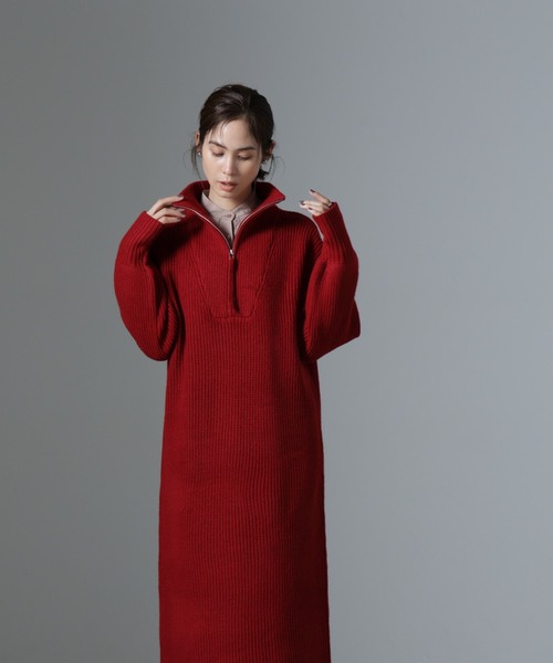 【セール】ハーフジップニットワンピース（ワンピース）｜nano･universe（ナノユニバース）