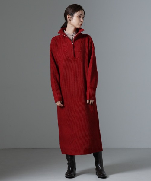 【セール】ハーフジップニットワンピース（ワンピース）｜nano･universe（ナノユニバース）