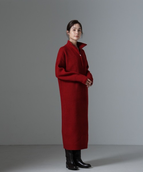 【セール】ハーフジップニットワンピース（ワンピース）｜nano･universe（ナノユニバース）