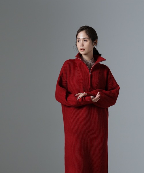 【セール】ハーフジップニットワンピース（ワンピース）｜nano･universe（ナノユニバース）