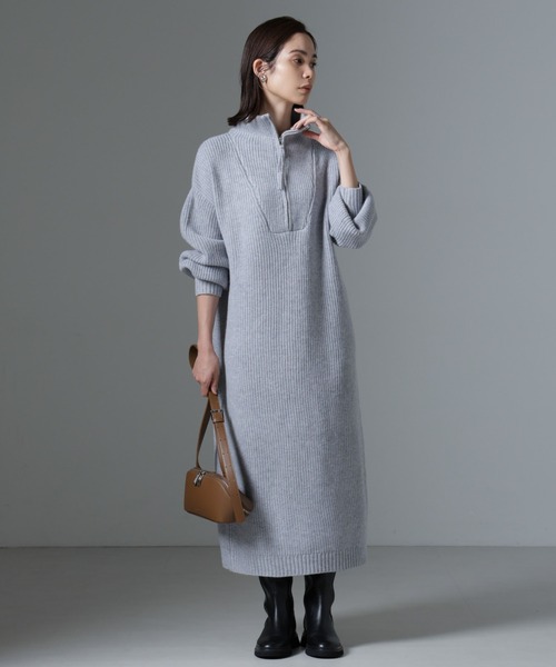 【セール】ハーフジップニットワンピース（ワンピース）｜nano･universe（ナノユニバース）