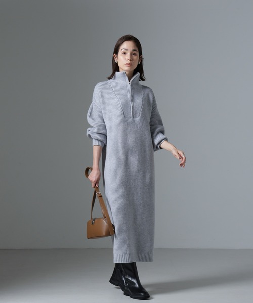 【セール】ハーフジップニットワンピース（ワンピース）｜nano･universe（ナノユニバース）
