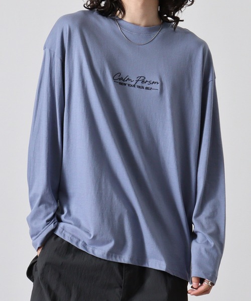 FUNALIVE（ファンアライブ）の「ワイドシルエット刺繍ロングスリーブTシャツ（Tシャツ/カットソー・メンズ・ホワイト/ホワイト系その他3/ライトブラック/モカ/スミクロ/ブラック/ブラック系その他2/ブラウン系/サックスブルー/ダークグリーン/ホワイト系その他2/ブラック系その他3・M/L/LL）」の12枚目の写真