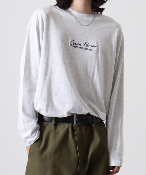 FUNALIVE（ファンアライブ）の「ワイドシルエット刺繍ロングスリーブTシャツ（Tシャツ/カットソー・メンズ・ホワイト/ホワイト系その他3/ライトブラック/モカ/スミクロ/ブラック/ブラック系その他2/ブラウン系/サックスブルー/ダークグリーン/ホワイト系その他2/ブラック系その他3・M/L/LL）」の3枚目の写真