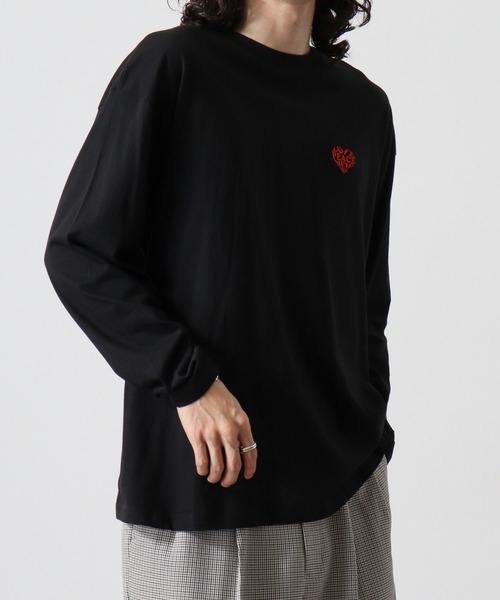 FUNALIVE（ファンアライブ）の「ワイドシルエット刺繍ロングスリーブTシャツ（Tシャツ/カットソー・メンズ・ホワイト/ホワイト系その他3/ライトブラック/モカ/スミクロ/ブラック/ブラック系その他2/ブラウン系/サックスブルー/ダークグリーン/ホワイト系その他2/ブラック系その他3・M/L/LL）」の4枚目の写真