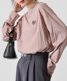 ワイドシルエット刺繍ロングスリーブTシャツ