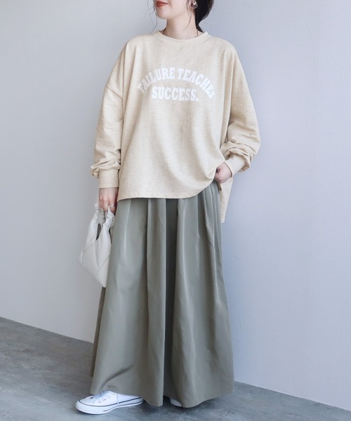 reca(レカ)の「大人のルーズロゴTシャツ(Tシャツ/カットソー・レディース・オートミール/チャコールグレー×ブラック/クリーム/チャコールグレー・FREE)」の5枚目の写真