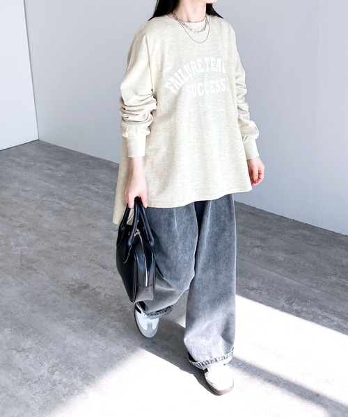reca(レカ)の「大人のルーズロゴTシャツ(Tシャツ/カットソー・レディース・オートミール/チャコールグレー×ブラック/クリーム/チャコールグレー・FREE)」の15枚目の写真