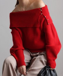 ウールカシミヤオフショルニット