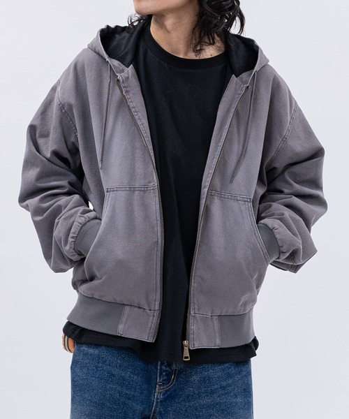 JOHN'S CLOSET(ジョンズクローゼット)の「【13】ウォッシュ加工ダック地 フルジップアップ パーカー(パーカー・メンズ・キャメル/ネイビー/ブラック/オリーブ/チャコールグレー/ブルー・MEDIUM/LARGE)」の3枚目の写真