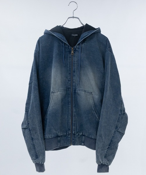 パンデイロ　　パーカーション 13】ウォッシュ加工ダック地 フルジップアップ パーカー（パーカー