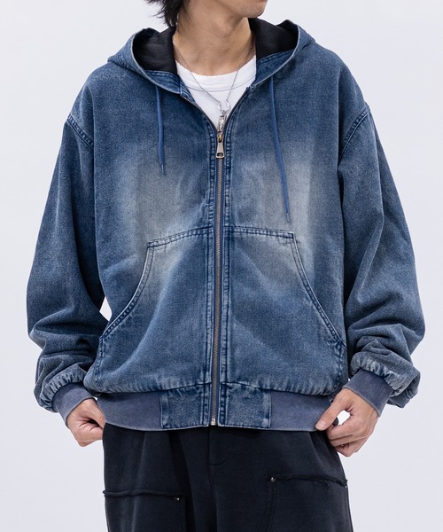 セール】【13】ウォッシュ加工ダック地 フルジップアップ パーカー