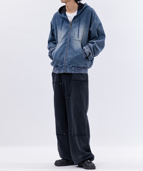 13】ウォッシュ加工ダック地 フルジップアップ パーカー（パーカー