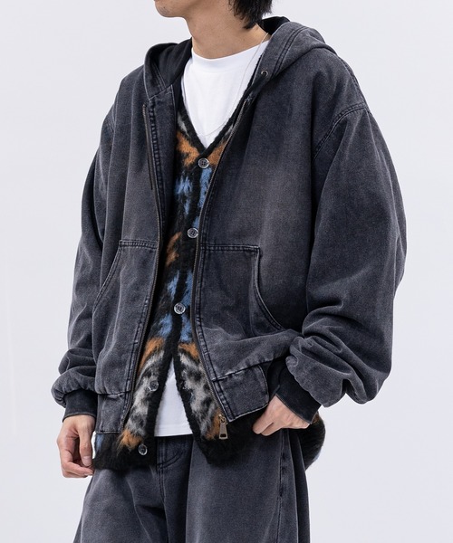 セール】【13】ウォッシュ加工ダック地 フルジップアップ パーカー