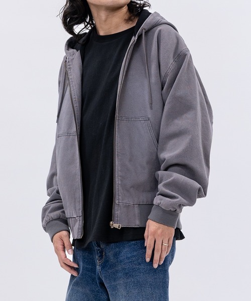 セール】【13】ウォッシュ加工ダック地 フルジップアップ パーカー