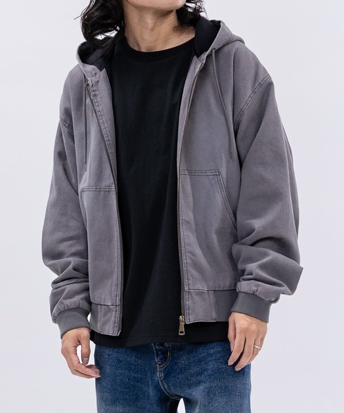 セール】【13】ウォッシュ加工ダック地 フルジップアップ パーカー