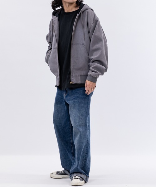 セール】【13】ウォッシュ加工ダック地 フルジップアップ パーカー