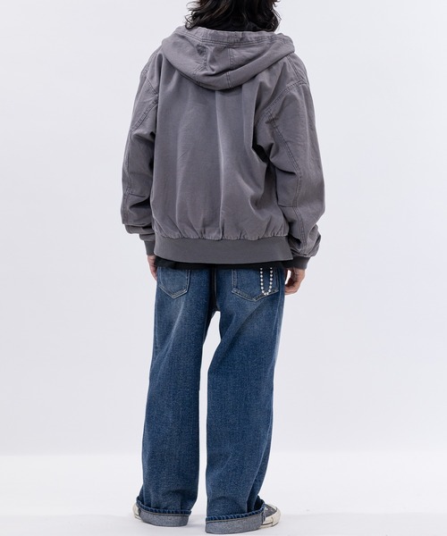 セール】【13】ウォッシュ加工ダック地 フルジップアップ パーカー