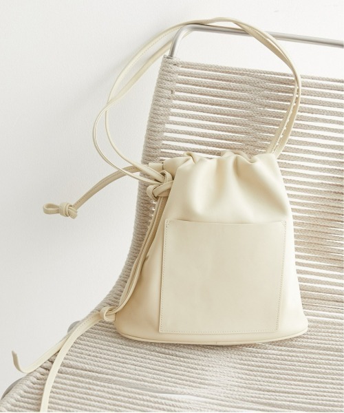 LA PEAU DE GEM】GEM KNOT DRAWSTING LEATHER BAG（ショルダーバッグ