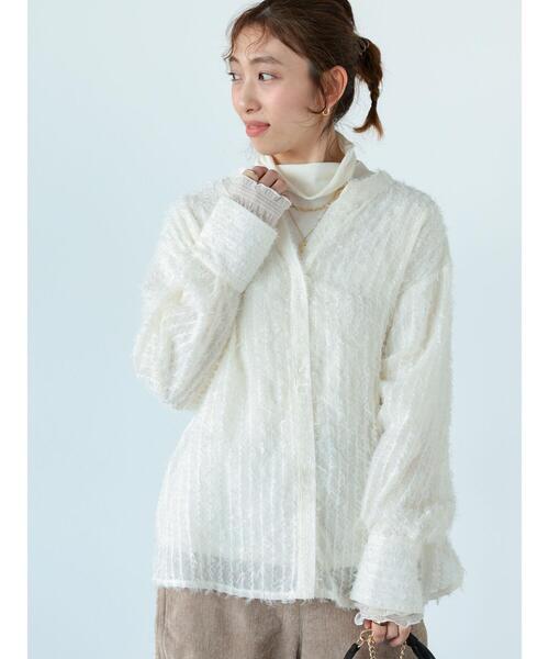 Lugnoncure（ルノンキュール）の「前後2WAYフリンジシャツ（シャツ/ブラウス・レディース・ブラック/オフホワイト・F）」の2枚目の写真