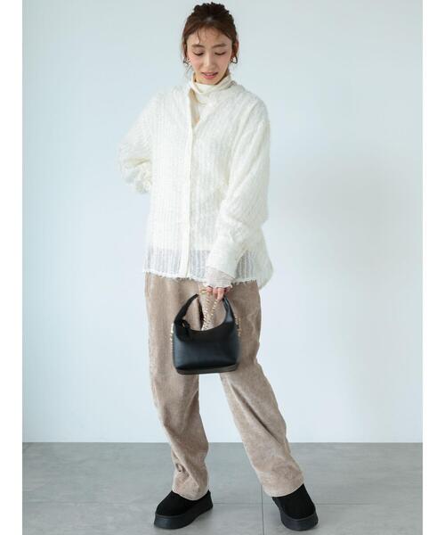 Lugnoncure（ルノンキュール）の「前後2WAYフリンジシャツ（シャツ/ブラウス・レディース・ブラック/オフホワイト・F）」の16枚目の写真