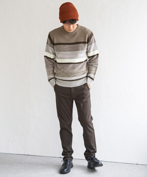 ikka(イッカ)の「モールミックスボーダーニット(ニット/セーター・メンズ・グリーン/ブラック/ネイビー/ベージュ・M/L/XL/S)」の22枚目の写真