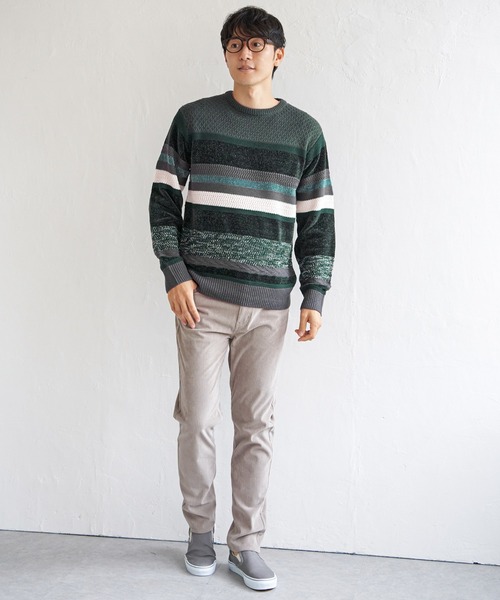 ikka(イッカ)の「モールミックスボーダーニット(ニット/セーター・メンズ・グリーン/ブラック/ネイビー/ベージュ・M/L/XL/S)」の20枚目の写真