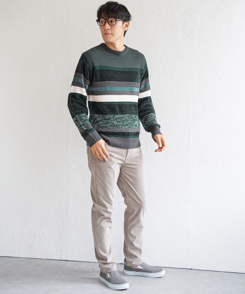 ikka(イッカ)の「モールミックスボーダーニット(ニット/セーター・メンズ・グリーン/ブラック/ネイビー/ベージュ・M/L/XL/S)」の21枚目の写真