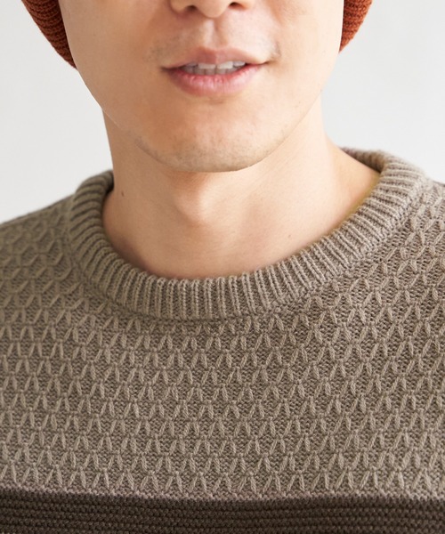 ikka(イッカ)の「モールミックスボーダーニット(ニット/セーター・メンズ・グリーン/ブラック/ネイビー/ベージュ・M/L/XL/S)」の10枚目の写真