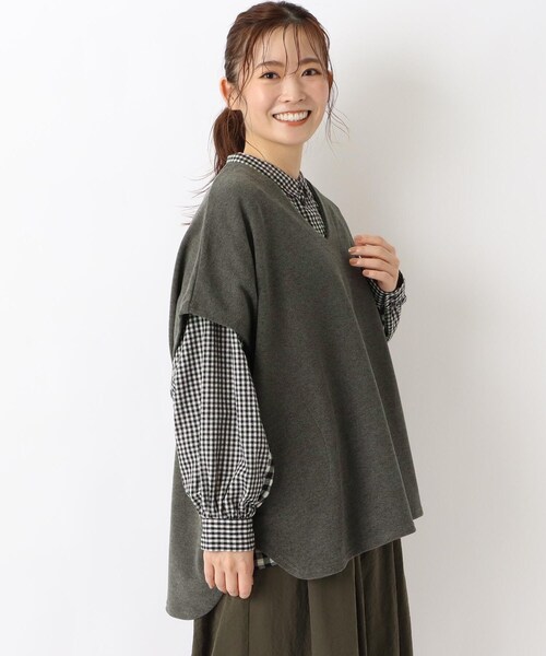 one'sterrace(ワンズテラス)の「TPuスムースピーチ起毛ベスト(ベスト・レディース・グレー系その他7/ブラック系8/ダークブラウン系8・02)」の3枚目の写真