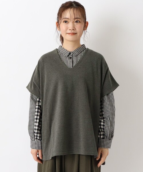 one'sterrace(ワンズテラス)の「TPuスムースピーチ起毛ベスト(ベスト・レディース・グレー系その他7/ブラック系8/ダークブラウン系8・02)」の4枚目の写真