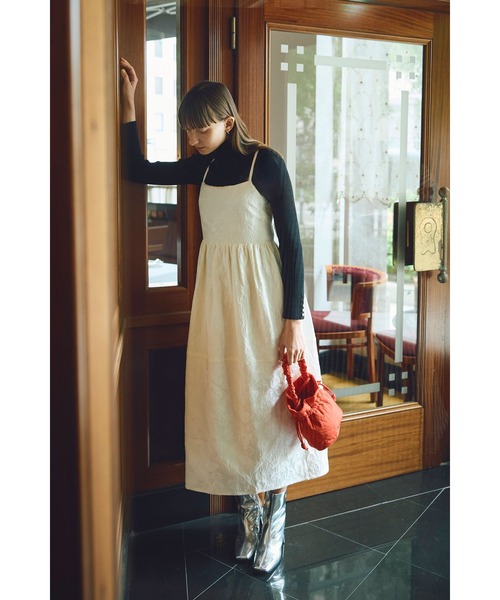 エムアンドキョウコ リーフ柄ジャカード 前開きワンピース New arrival 4/6(thu)12:00〜】 ◯ Leaf Jacquard コードキャミ