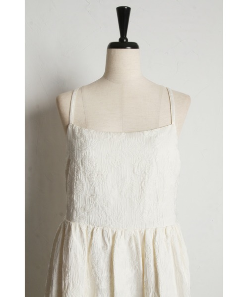 アドーア　リーフジャガードワンピース 2025/SS/新作】ジャガード切替シアースリーブシャツOP