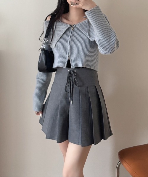 nemne store（ネンネストア）の「《Delfy》ダブルジップラメオフショルニット（ニット/セーター・レディース・アイボリー/グレー・フリー）」の9枚目の写真