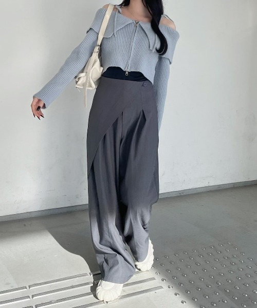 nemne store（ネンネストア）の「《Delfy》ダブルジップラメオフショルニット（ニット/セーター・レディース・アイボリー/グレー・フリー）」の10枚目の写真