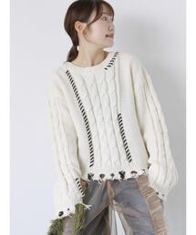 ehka sopo | クラッシュケーブルニット(ニット/セーター)