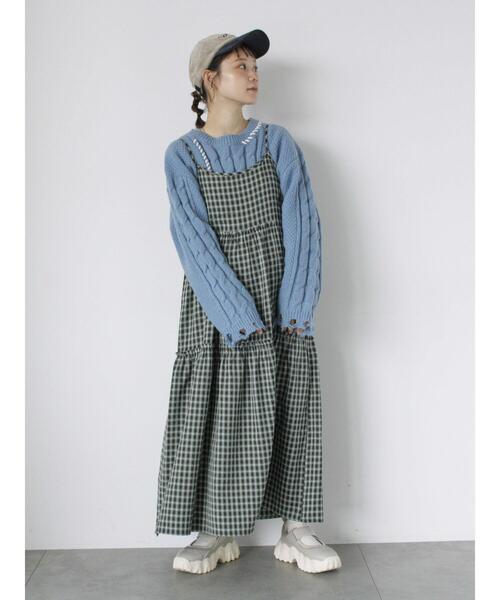 ehka sopo(エヘカソポ)の「クラッシュケーブルニット(ニット/セーター・レディース・オフホワイト/サックスブルー/ブラック・F)」の17枚目の写真