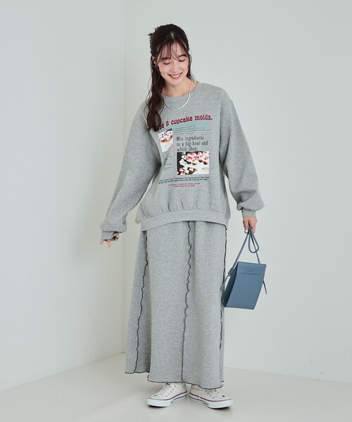 Cutie Blonde（キューティーブロンド）の「◆【セットアップ可/あったか裏起毛】配色メロウ ロングスカート（スカート・レディース・ブラック/グレー・04/03/02/01）」の7枚目の写真