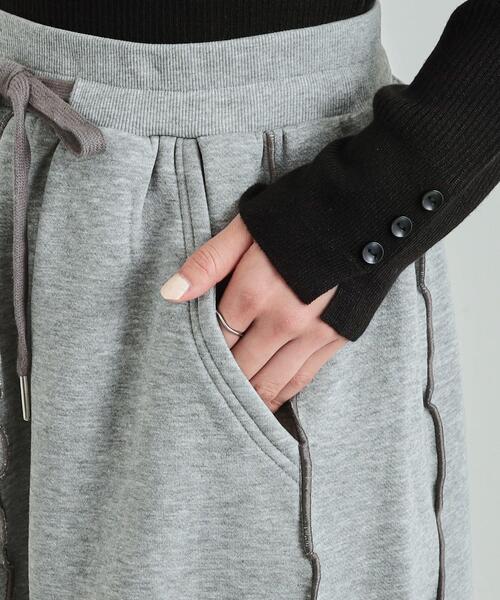 Cutie Blonde（キューティーブロンド）の「◆【セットアップ可/あったか裏起毛】配色メロウ ロングスカート（スカート・レディース・ブラック/グレー・04/03/02/01）」の4枚目の写真