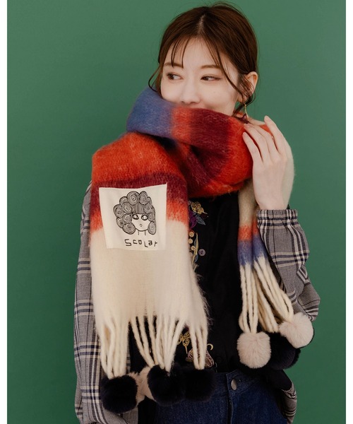 美品】onedayapartmentjapan モヘアマルチボーダーマフラー