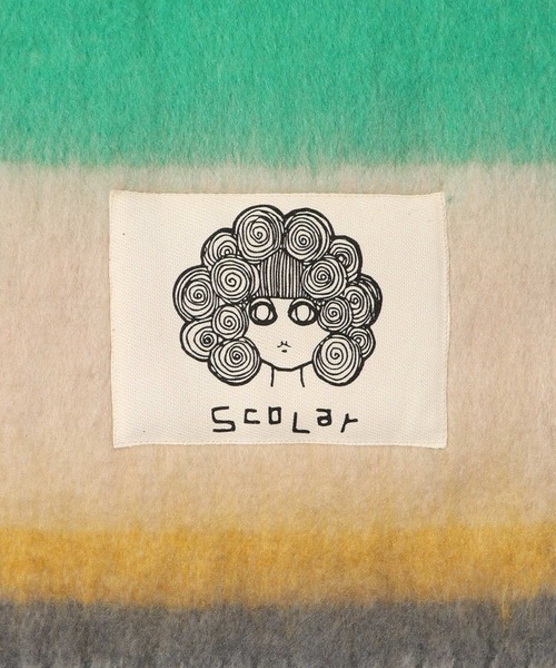 ScoLar(スカラー)の「643331:ぽんぽん付き マルチボーダーマフラー(マフラー・レディース・ブラック/ピンク/オレンジ/グリーン/レッド・FREE)」の22枚目の写真