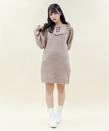 最終値下げ　アクシーズファムポエティック　ブロッキングフリルワンピ　アワピンクM axes femme POETIQUE（アクシーズファムポエティック）の