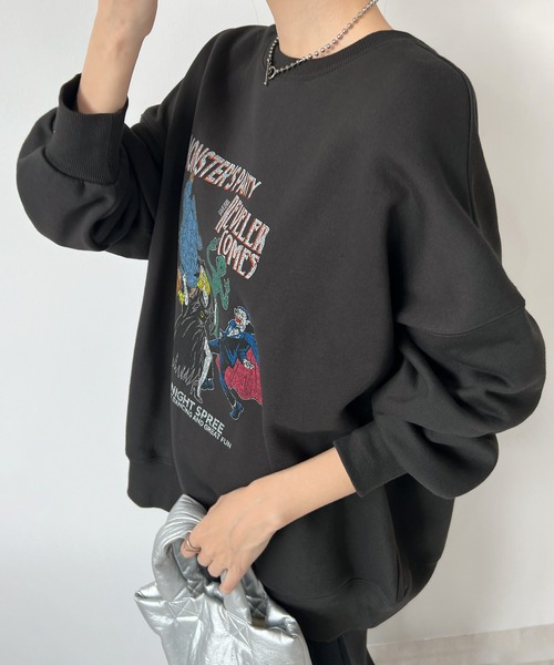 Futier land（フューティアランド）の「モンスターパーティープリント裏起毛スウェット（スウェット・レディース・パープル/スミクロ/杢グレー・FREE）」の17枚目の写真